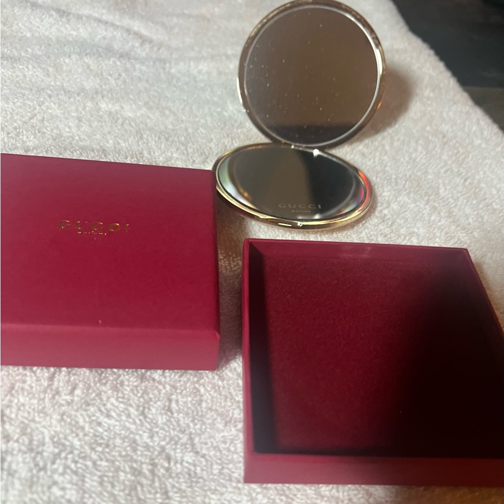 Gucci Gold Compact with Red Case